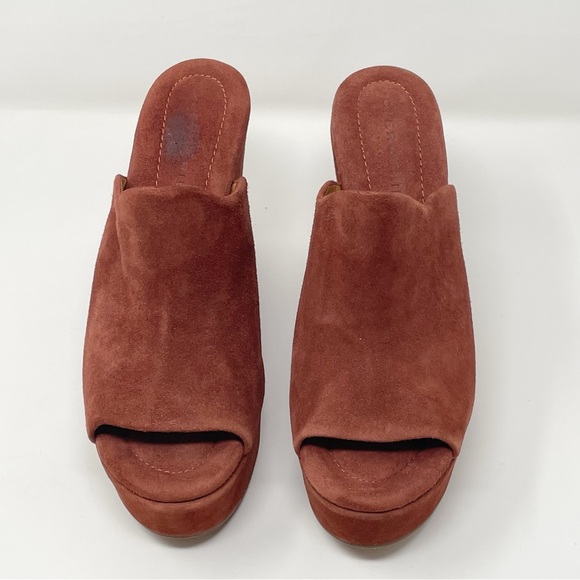 Clergerie Dolcy Platform Wedge Sandal Mule Suede Brown 36.5 - Picture 4 of 10